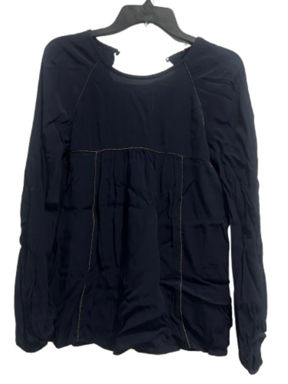 Zara Navy Blue and Gold Long Sleeve Blouse Womens Size S